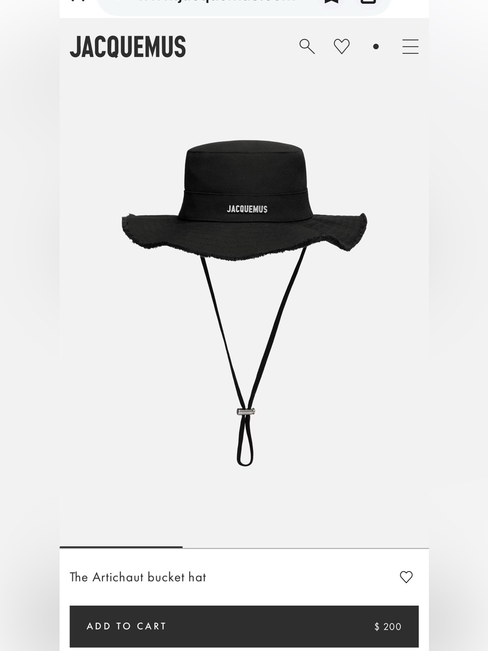Jacquemus Artichaut Bucket Hat with Chin Cord Unisex Black